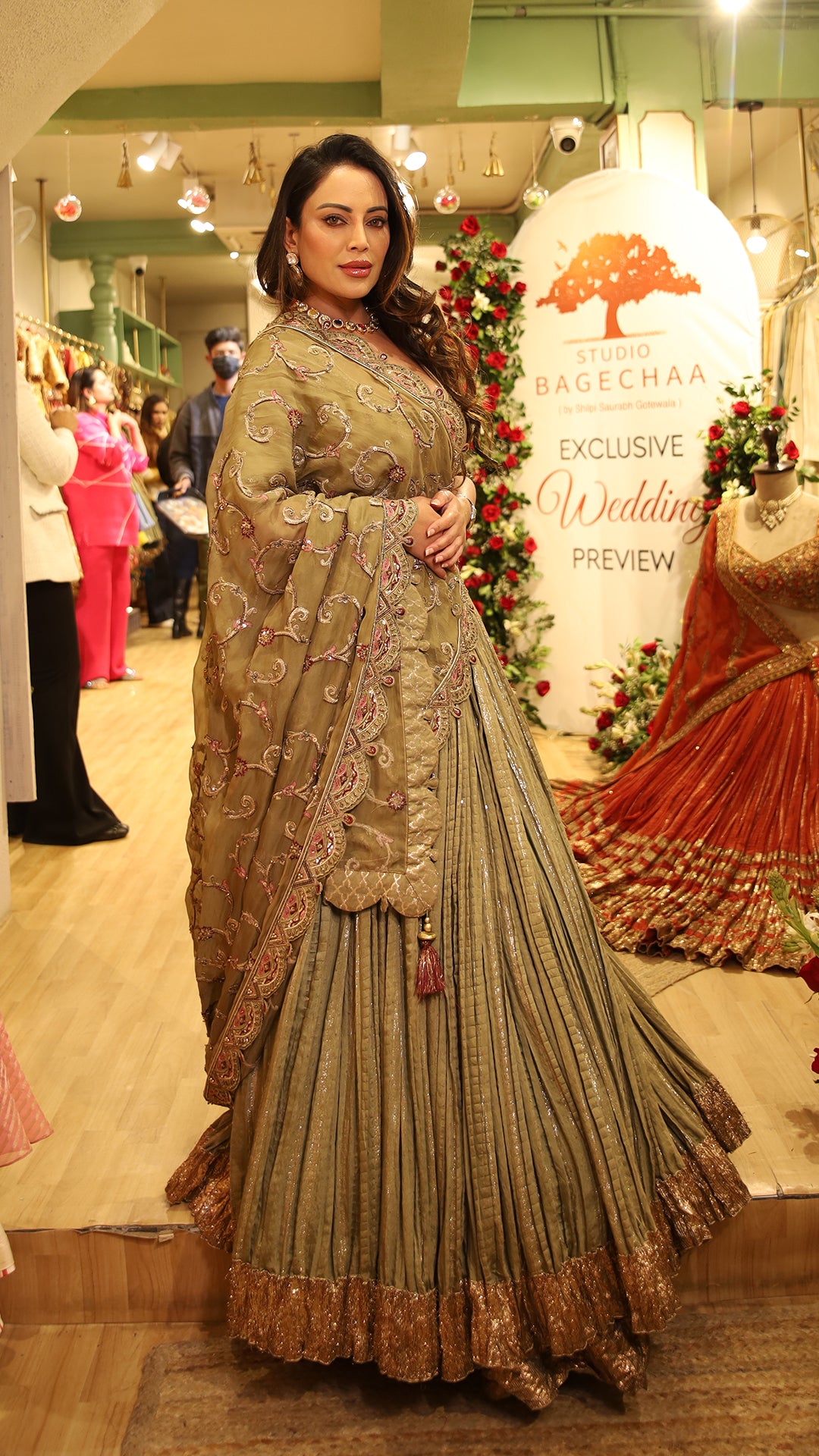 Priyanka Aggarwal in ISHIRA GREEN LEHENGA SET