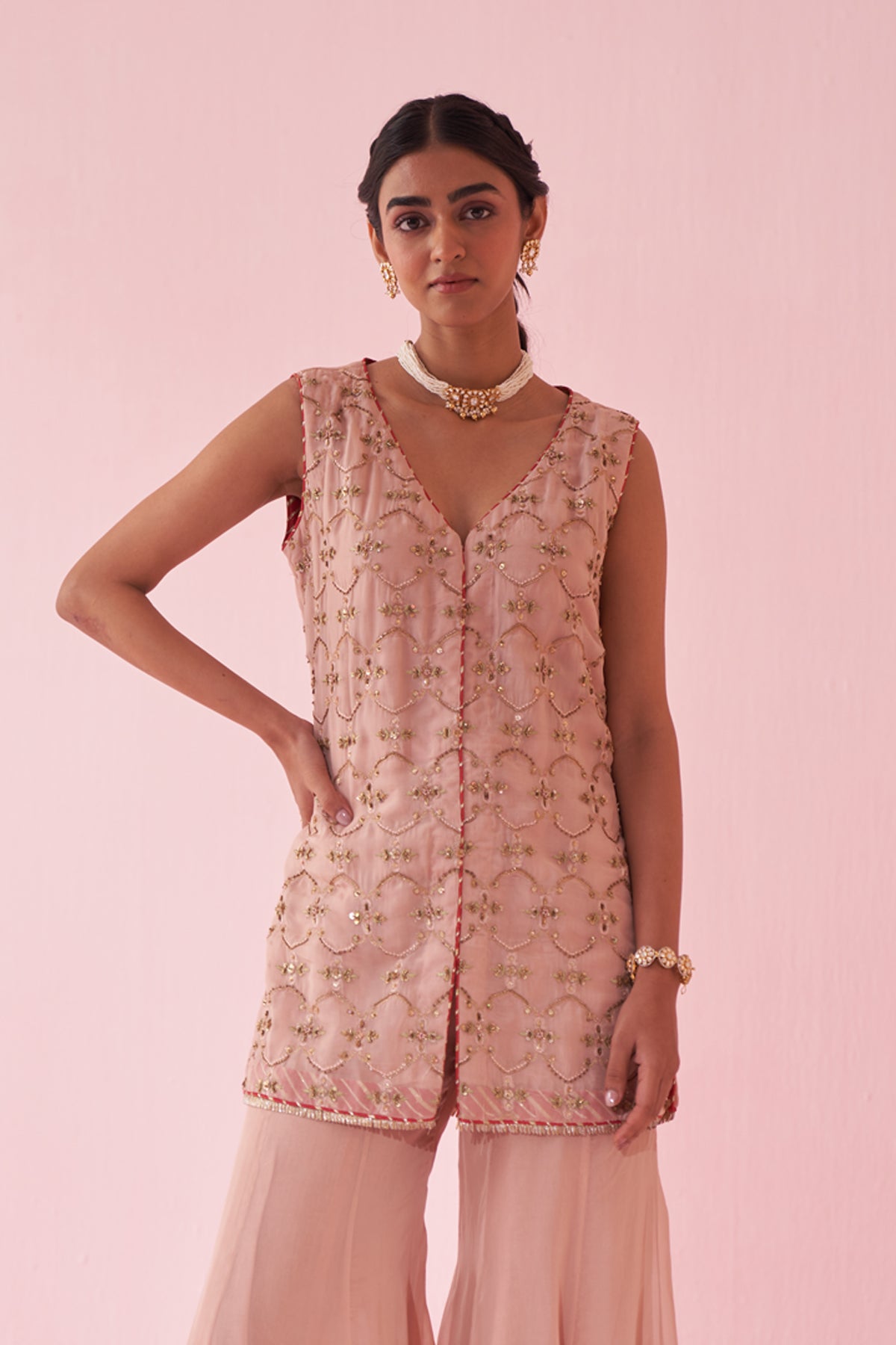 GHAZIYA BLUSH PINK SHARARA SET