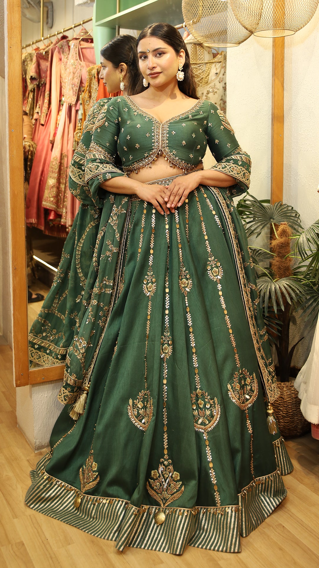 Sampada Soni In TARINI GREEN LEHENGA SET