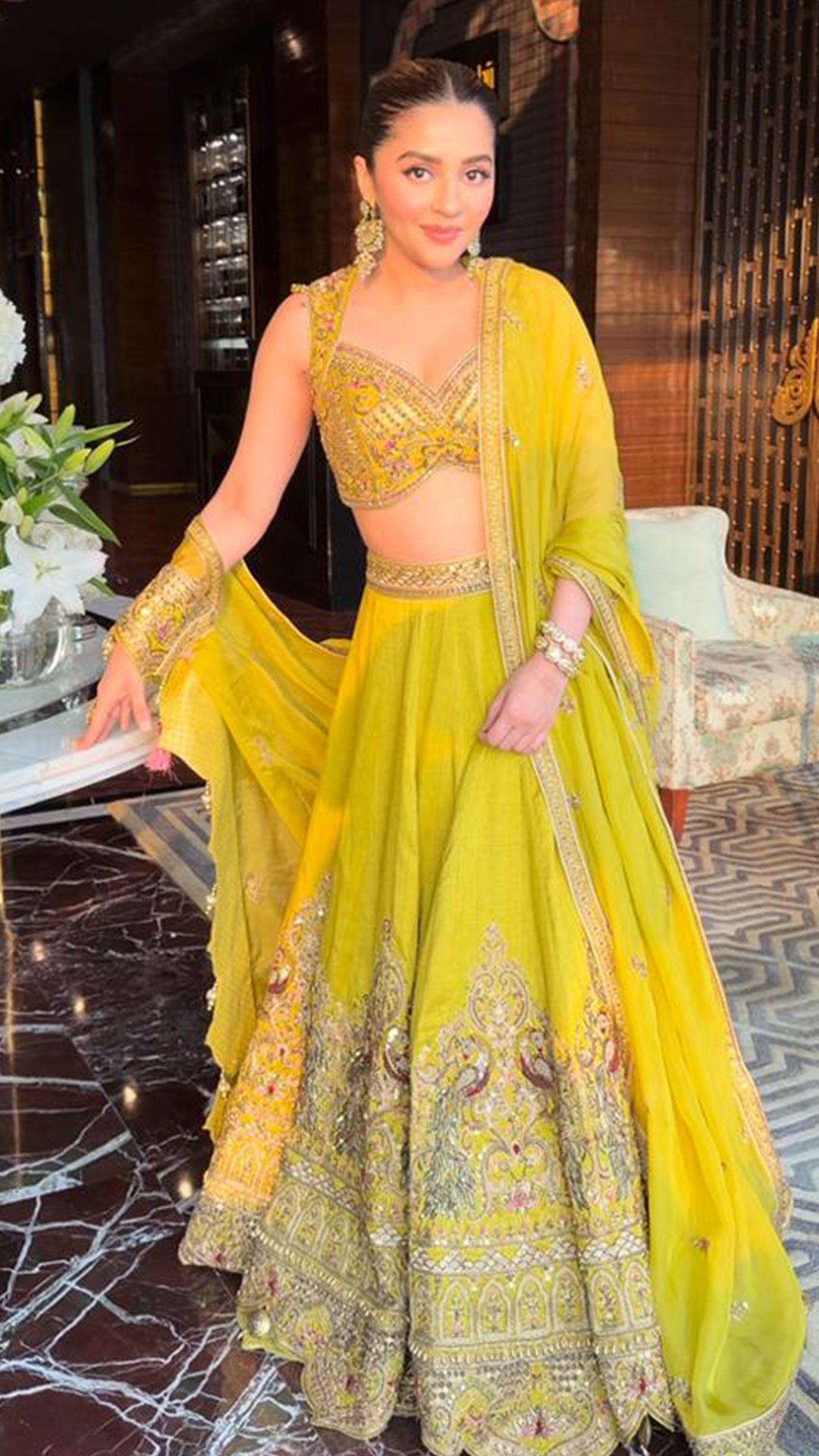 Isha multani in Mor Lime Green Lehenga Set