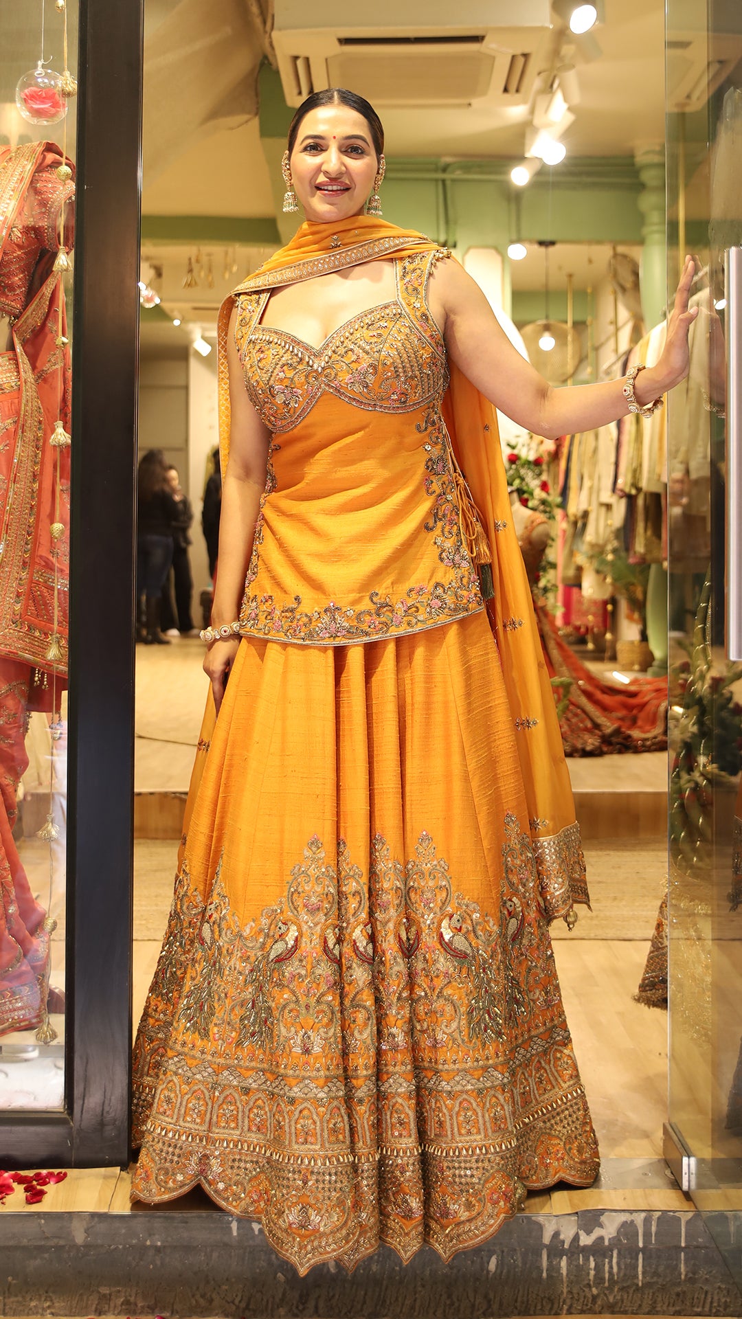 Khushbu Goel in Mor Mustard Lehenga Set