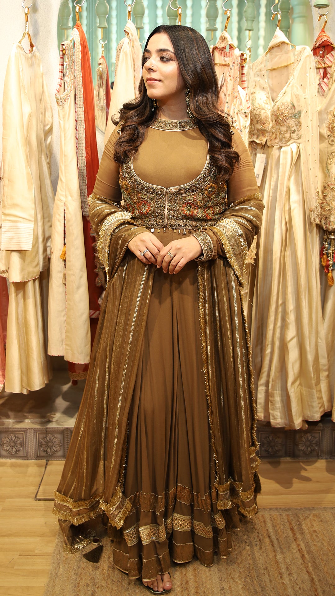 Itika Kamra in BHAVNA BROWN ANARKALI SET