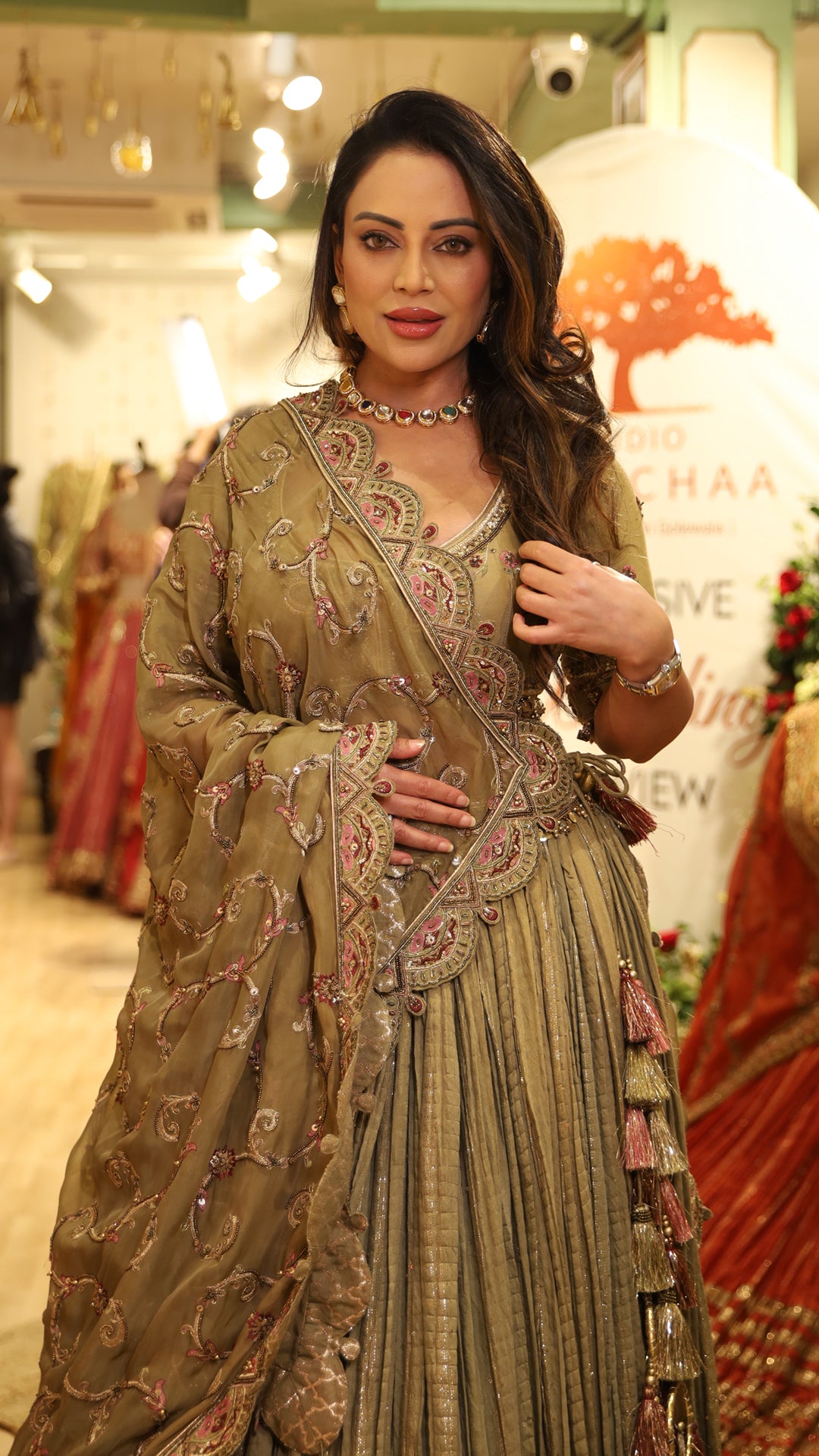 Priyanka Aggarwal in ISHIRA GREEN LEHENGA SET