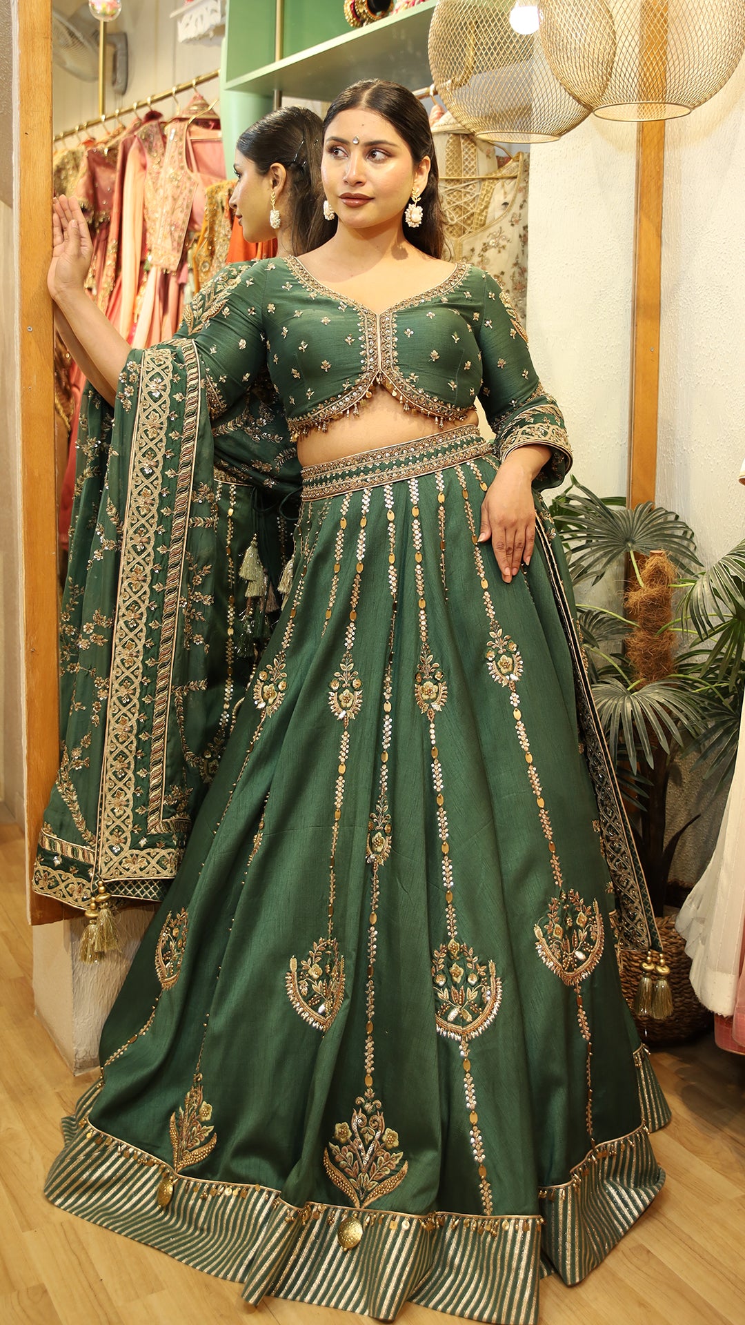 Sampada Soni In TARINI GREEN LEHENGA SET