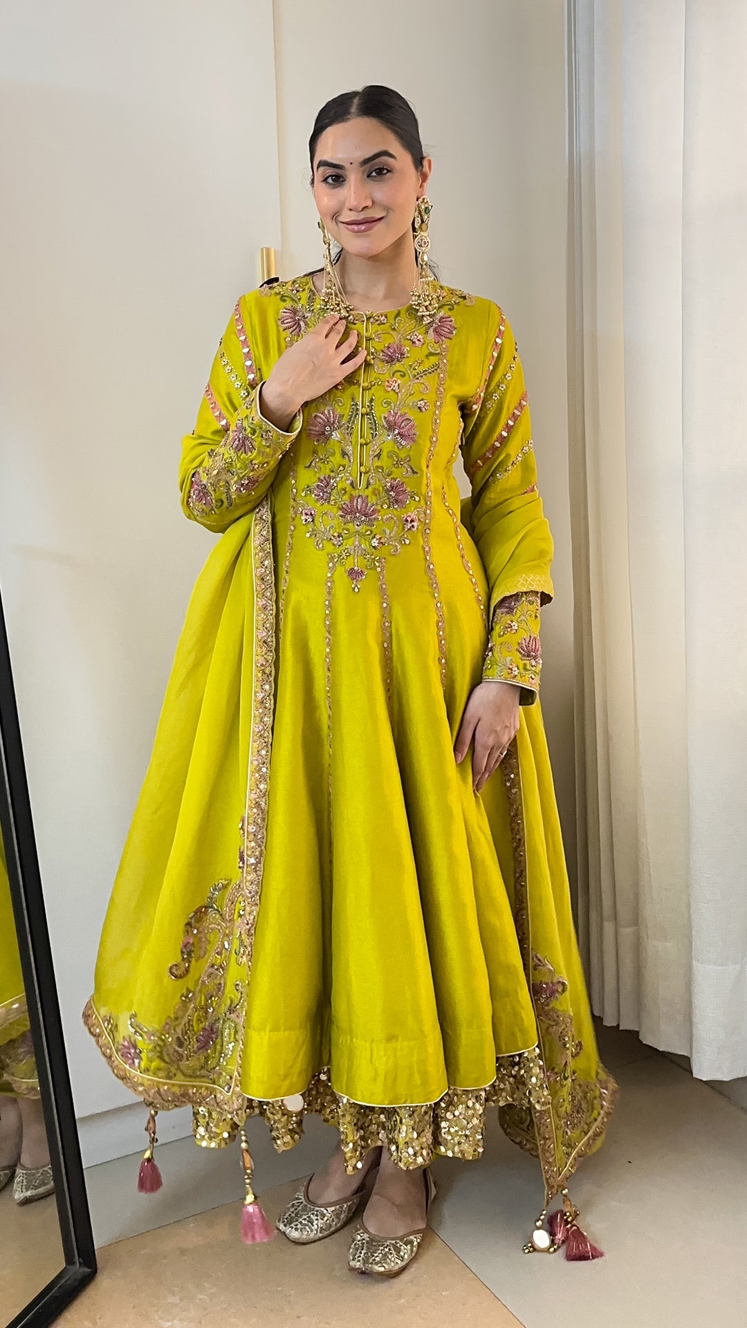 Akshita vohra In Chitra Lime Green Anarkali