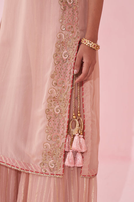 GEETIKA BLUSH PINK SHARARA SET
