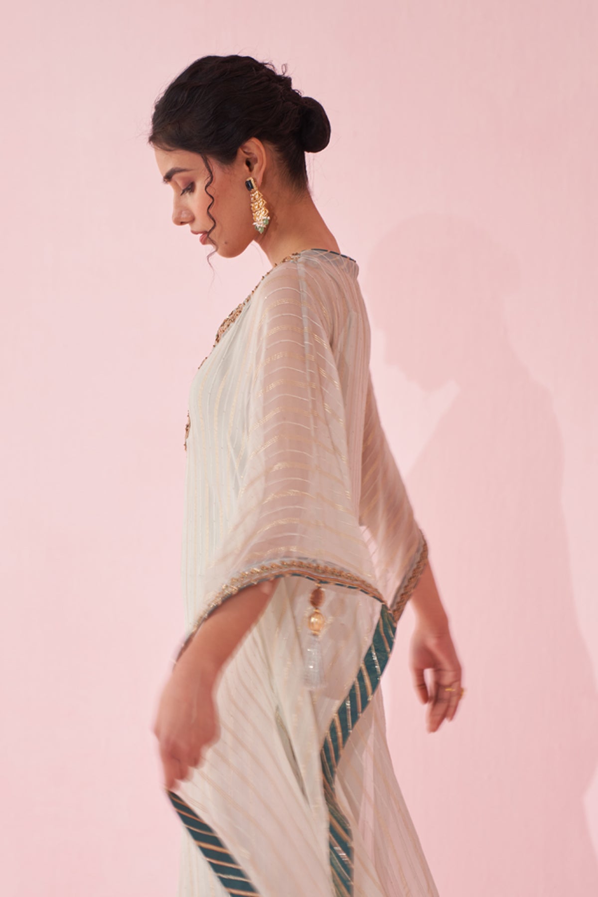 GULZAAR ICE BLUE KAFTAN SET