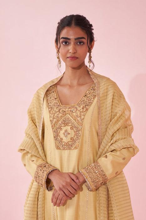 SURBHI CHANDNA IN GULNAR YELLOW KURTA SET