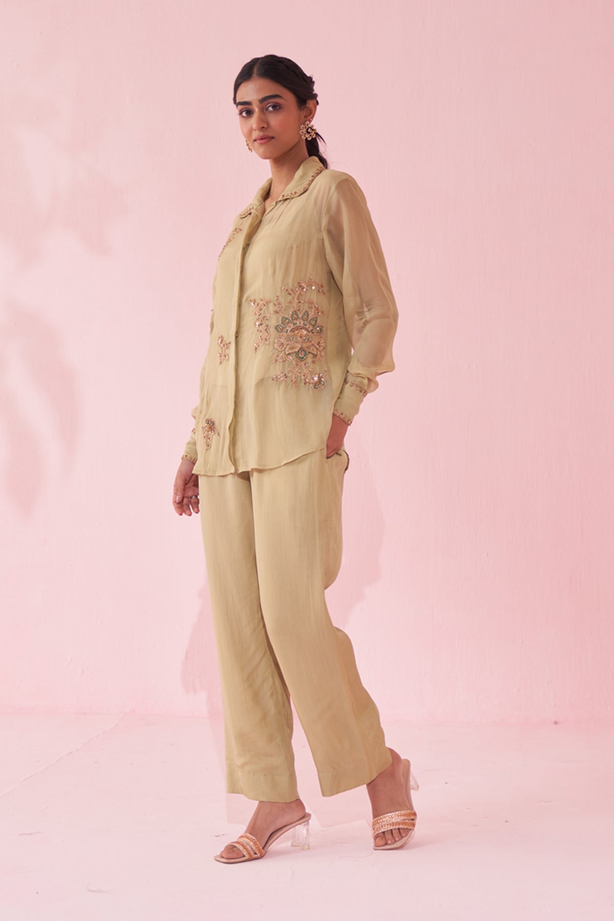 GULMINA GREEN SHIRT PANT SET