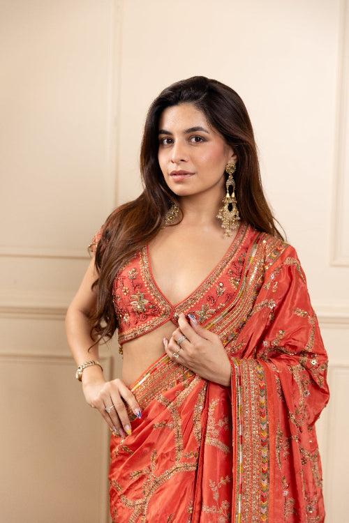Prerna Mehra in Khwab Tangerine Saree