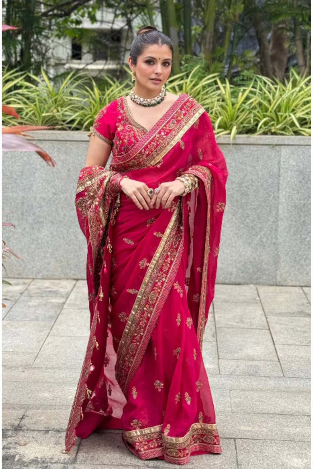 Natasha Luthra In Gauri Magenta Pink Saree