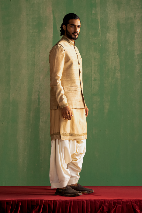 RANVIR BEIGE BUNDI SET