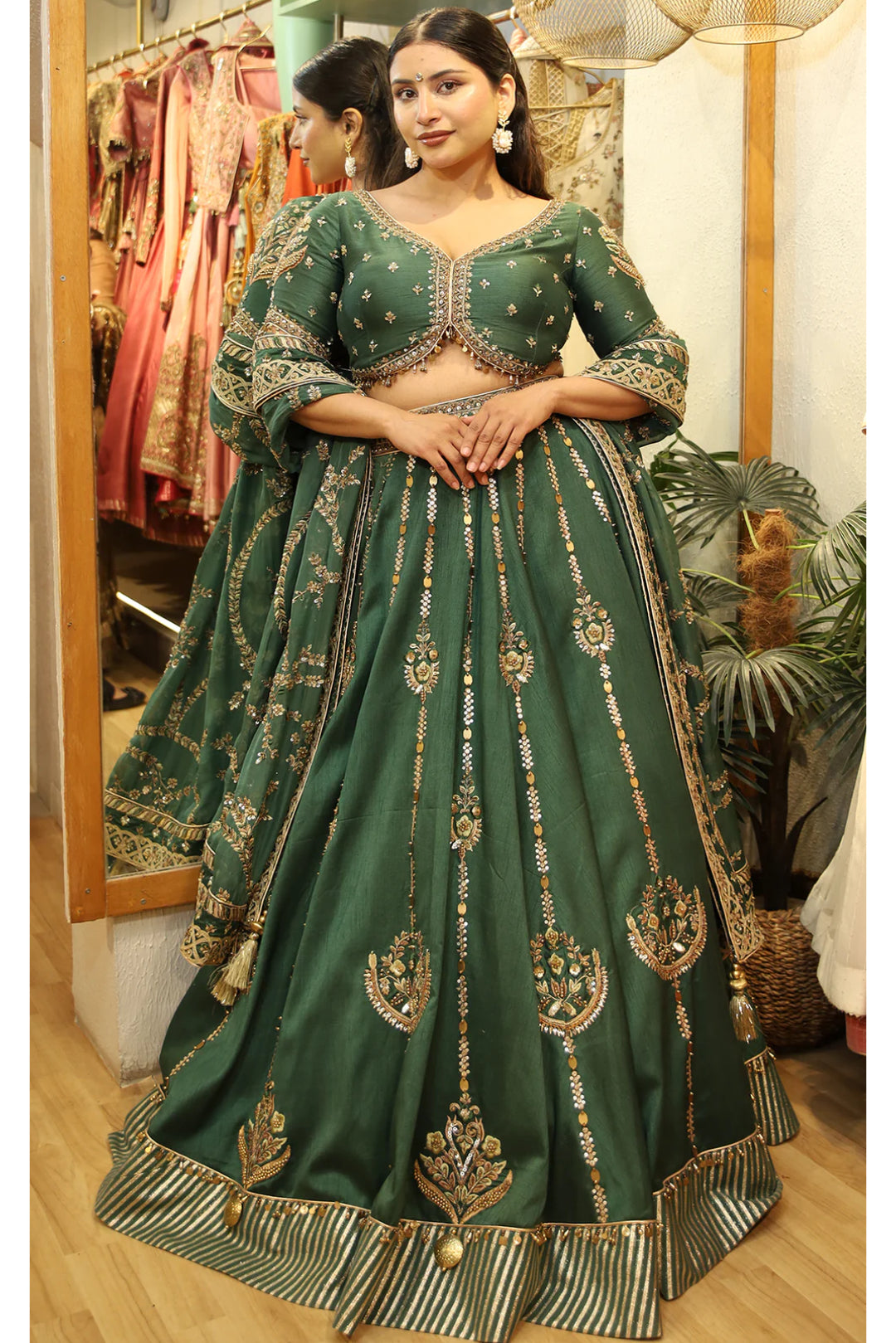 Sampada Soni In TARINI GREEN LEHENGA SET