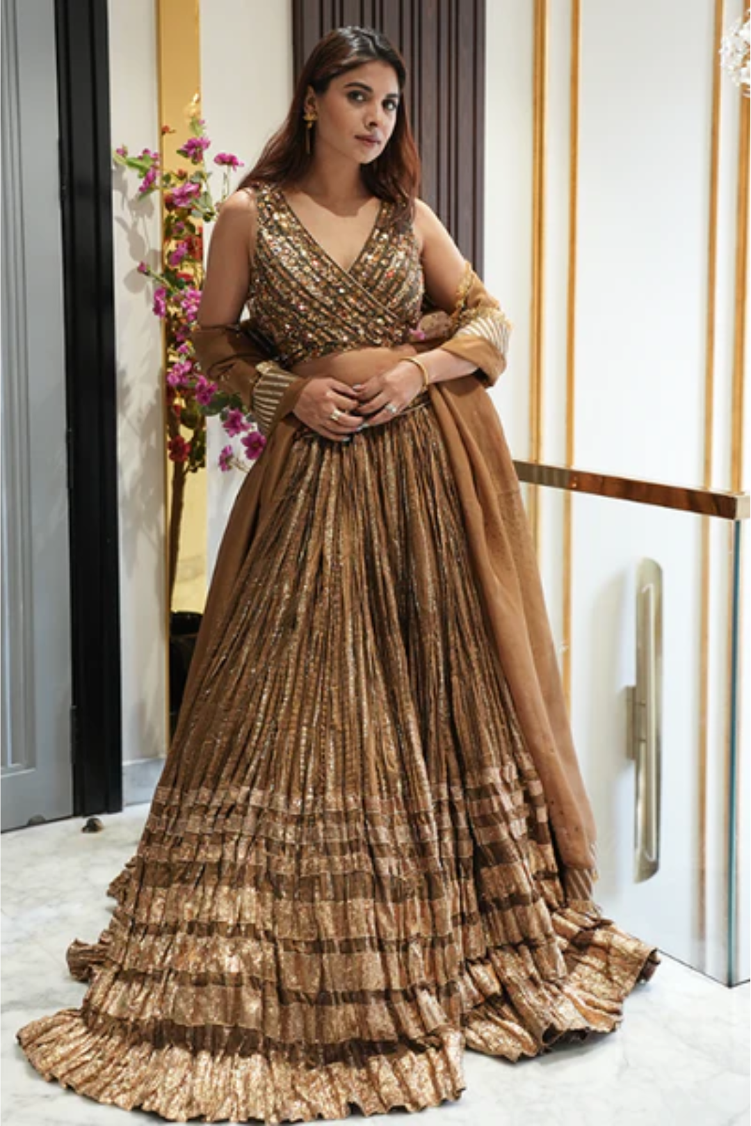 Shweta Sharma Jain In Ruchika Brown Lehenga Set