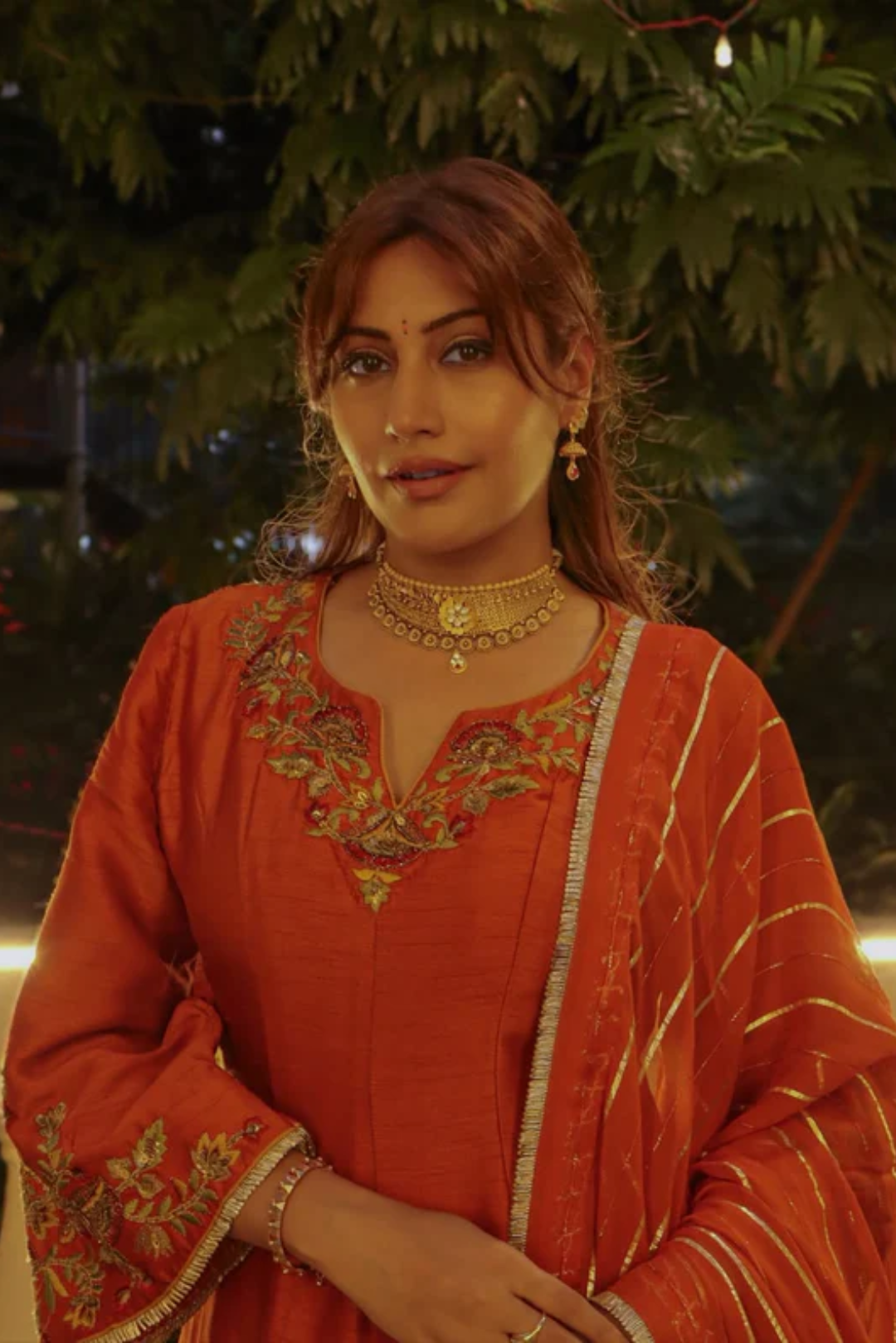 SURBHI CHANDNA IN KAAVYA RUST ANARKALI SET