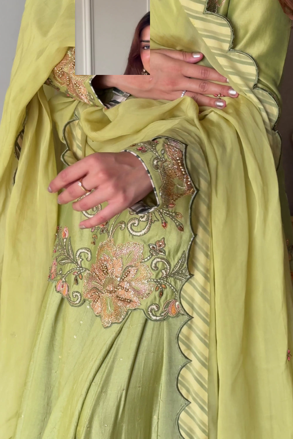 SIMRAN NARANG In Sitara Green Lehenga Set