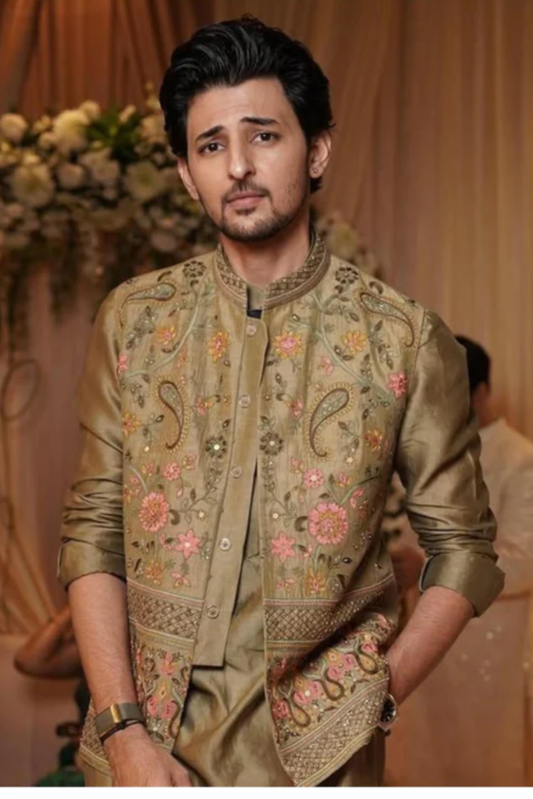 DARSHAN RAVAL IN REYANSH SAGE GREEN BUNDI SET