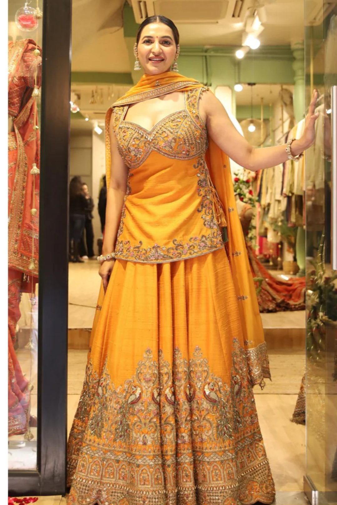 Khushbu Goel in Mor Mustard Lehenga Set