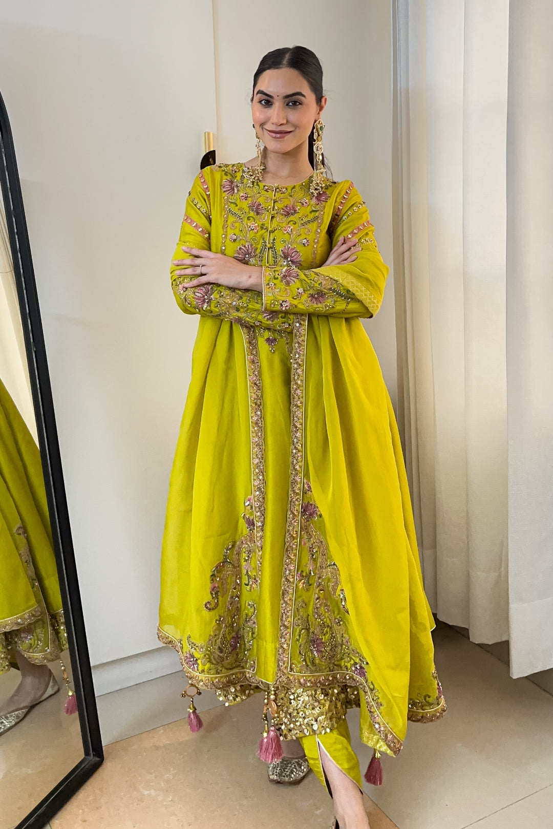 Akshita vohra In Chitra Lime Green Anarkali