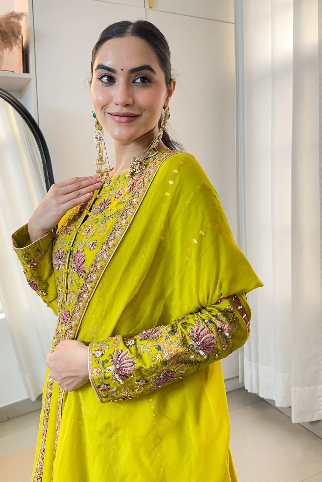 Akshita vohra In Chitra Lime Green Anarkali