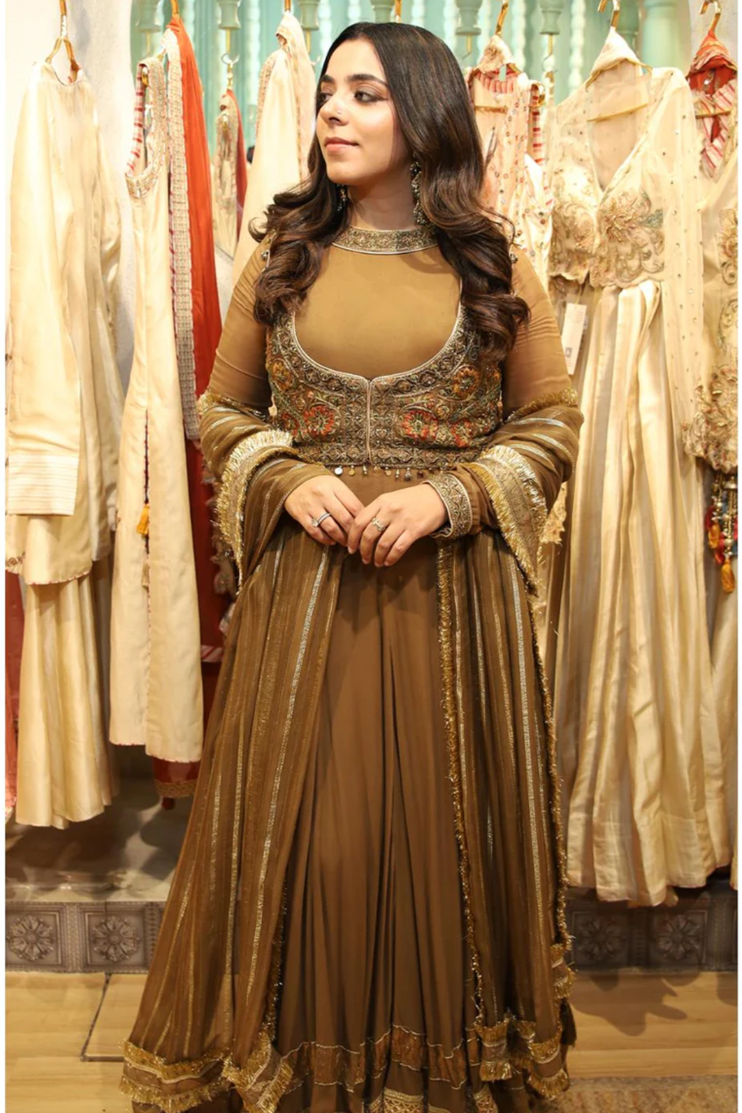 Itika Kamra in BHAVNA BROWN ANARKALI SET