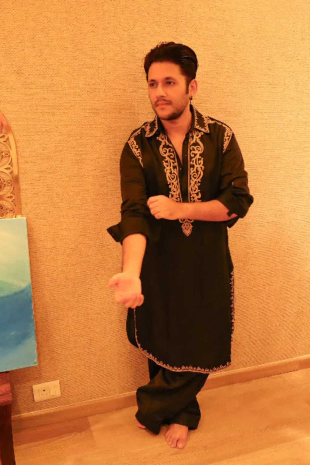Karan Sharma In Wajad Black Pathani Kurta Set