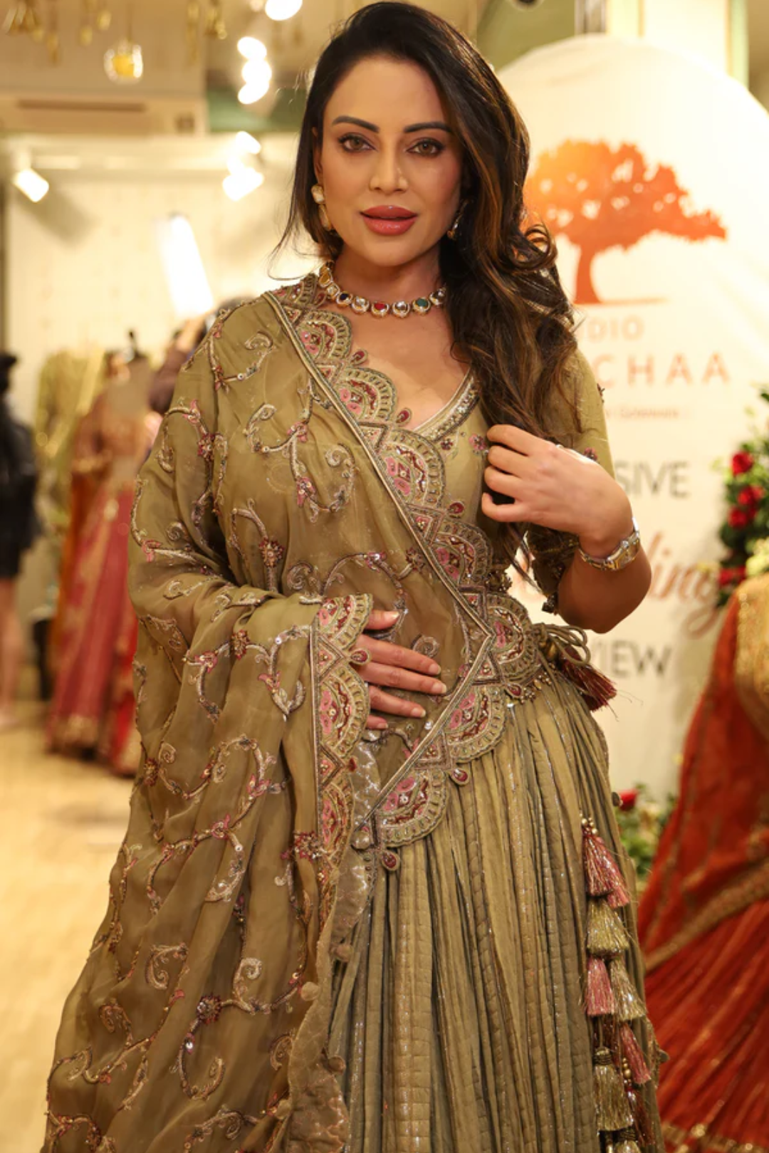 Priyanka Aggarwal in ISHIRA GREEN LEHENGA SET