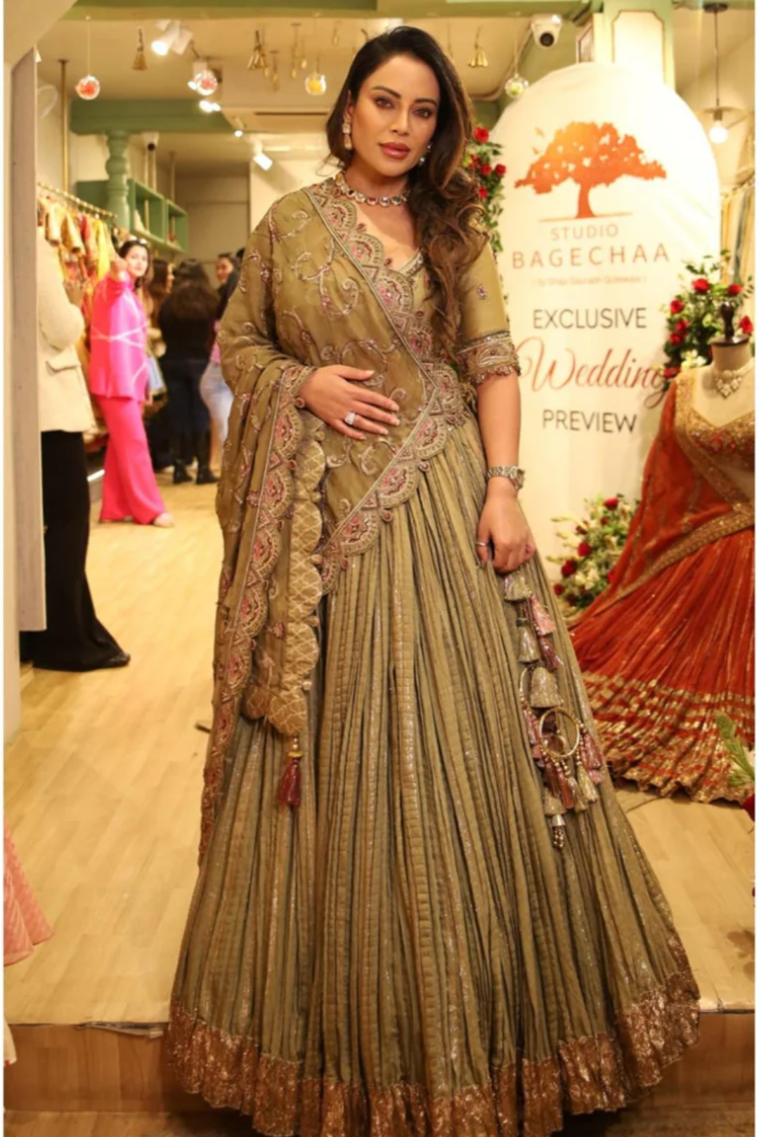 Priyanka Aggarwal in ISHIRA GREEN LEHENGA SET