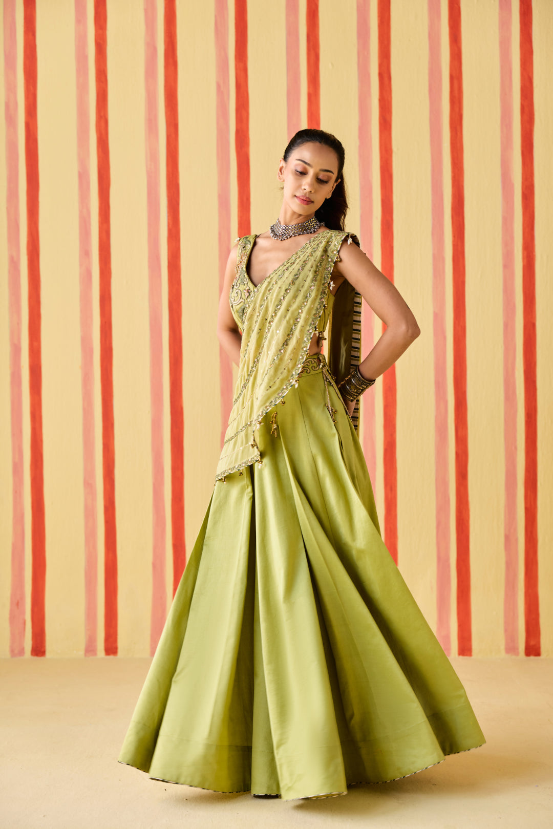 Gayatri Green Lehenga Set