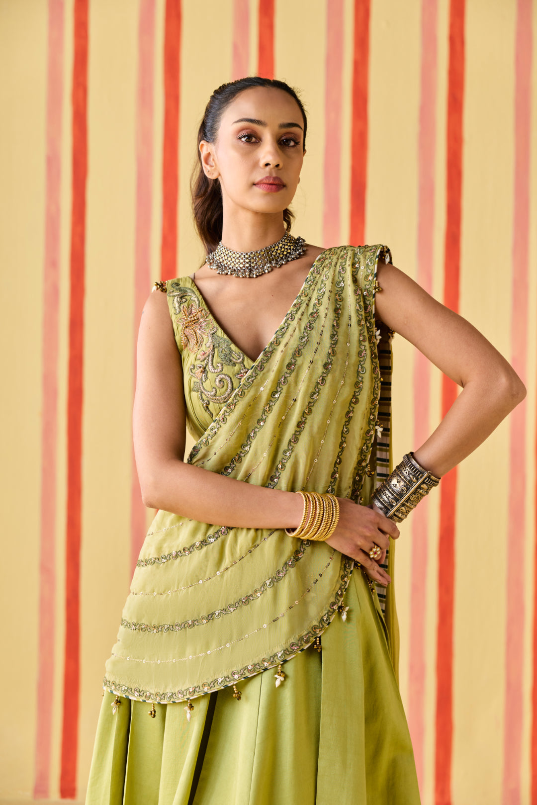 Gayatri Green Lehenga Set