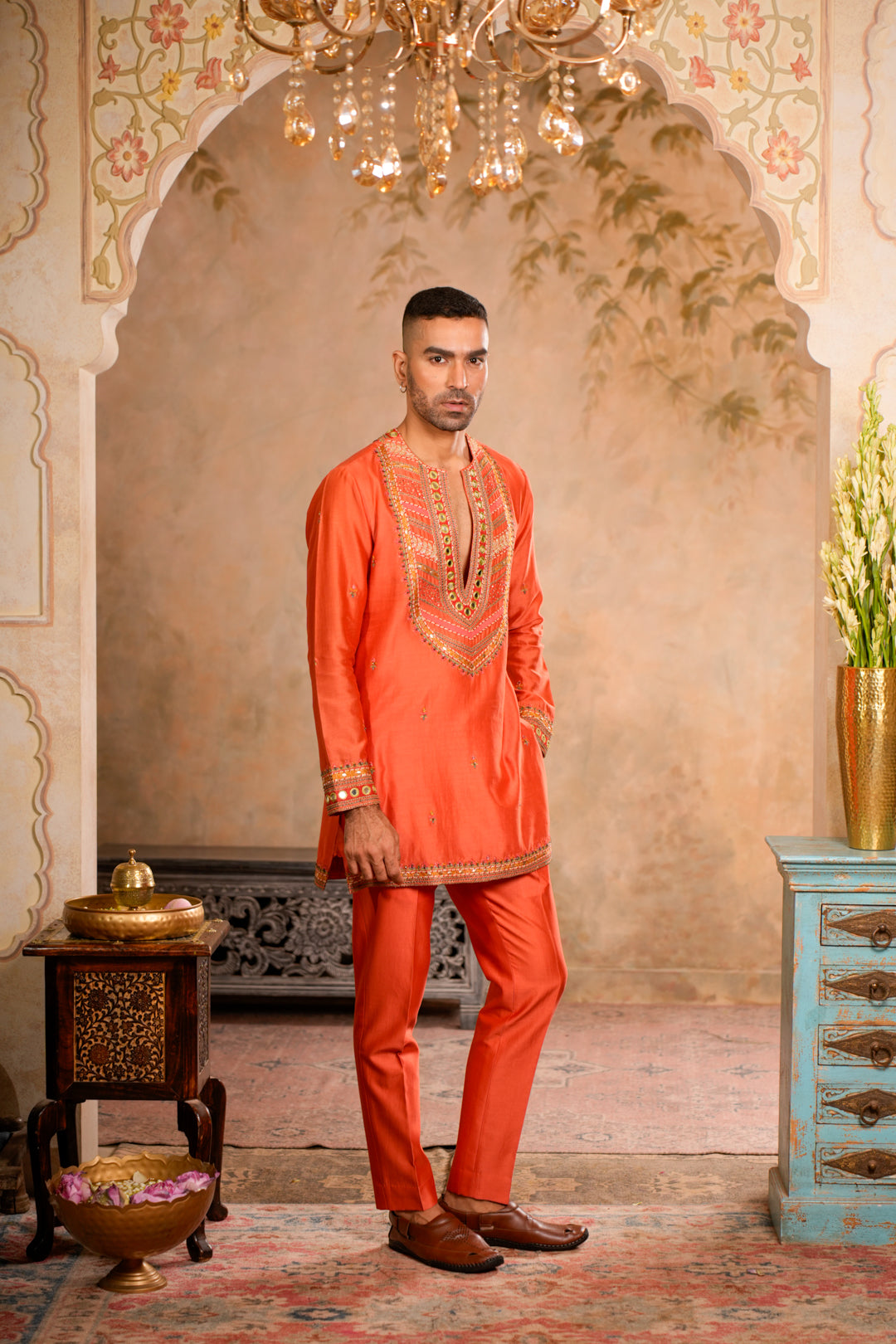 TEJ PEACH ORANGE KURTA SET