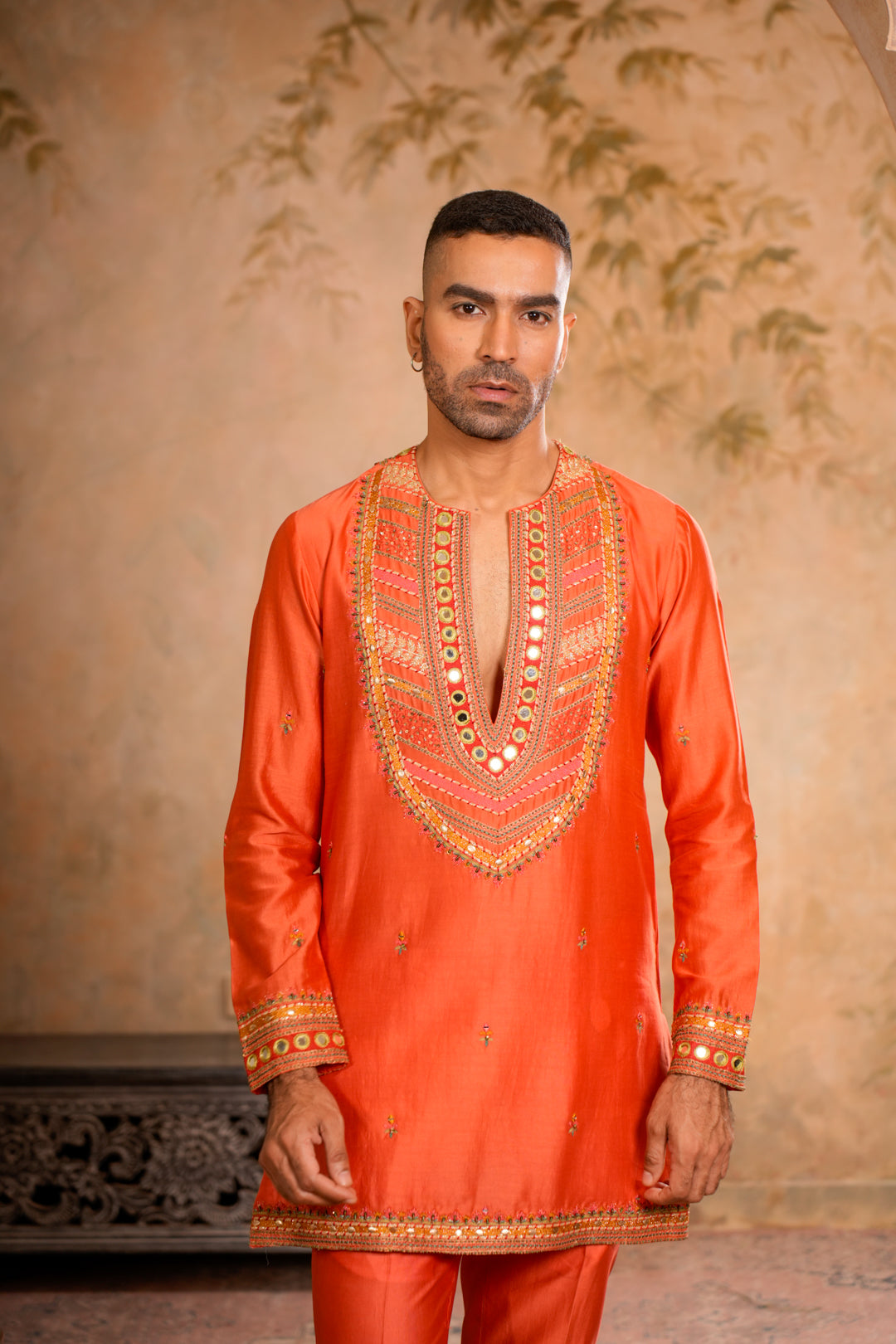 TEJ PEACH ORANGE KURTA SET