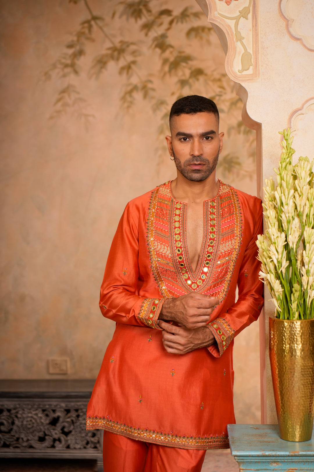 TEJ PEACH ORANGE KURTA SET
