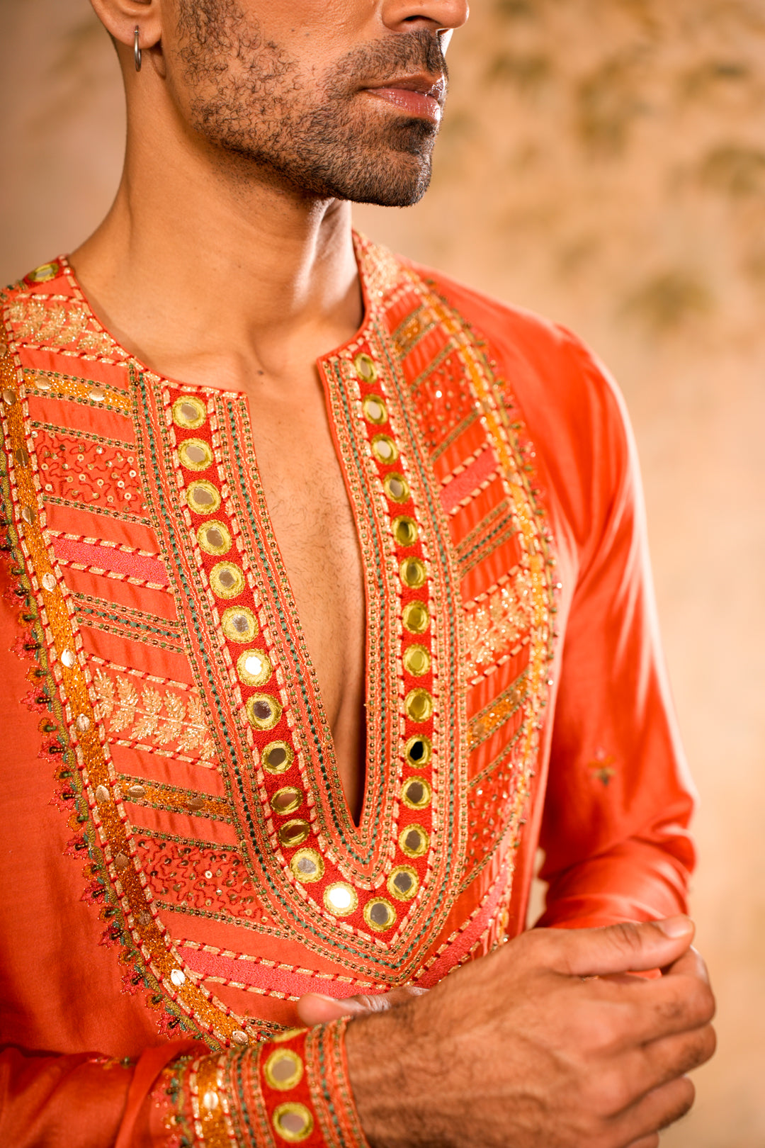 TEJ PEACH ORANGE KURTA SET