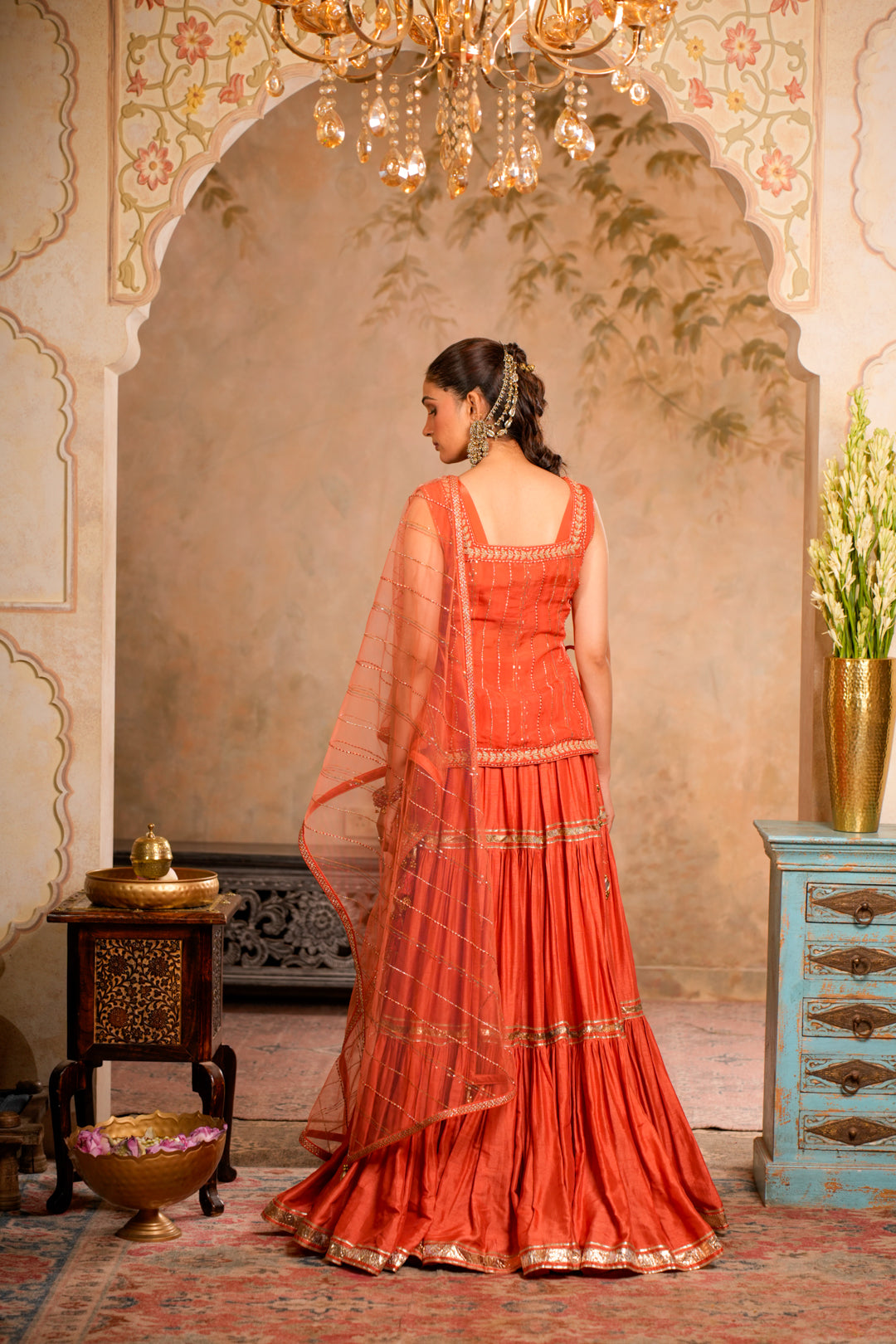 ZIYA PEACH ORANGE LEHENGA SET