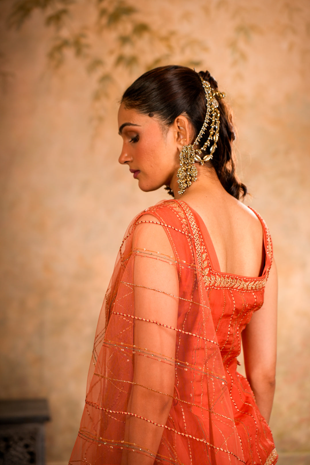ZIYA PEACH ORANGE LEHENGA SET