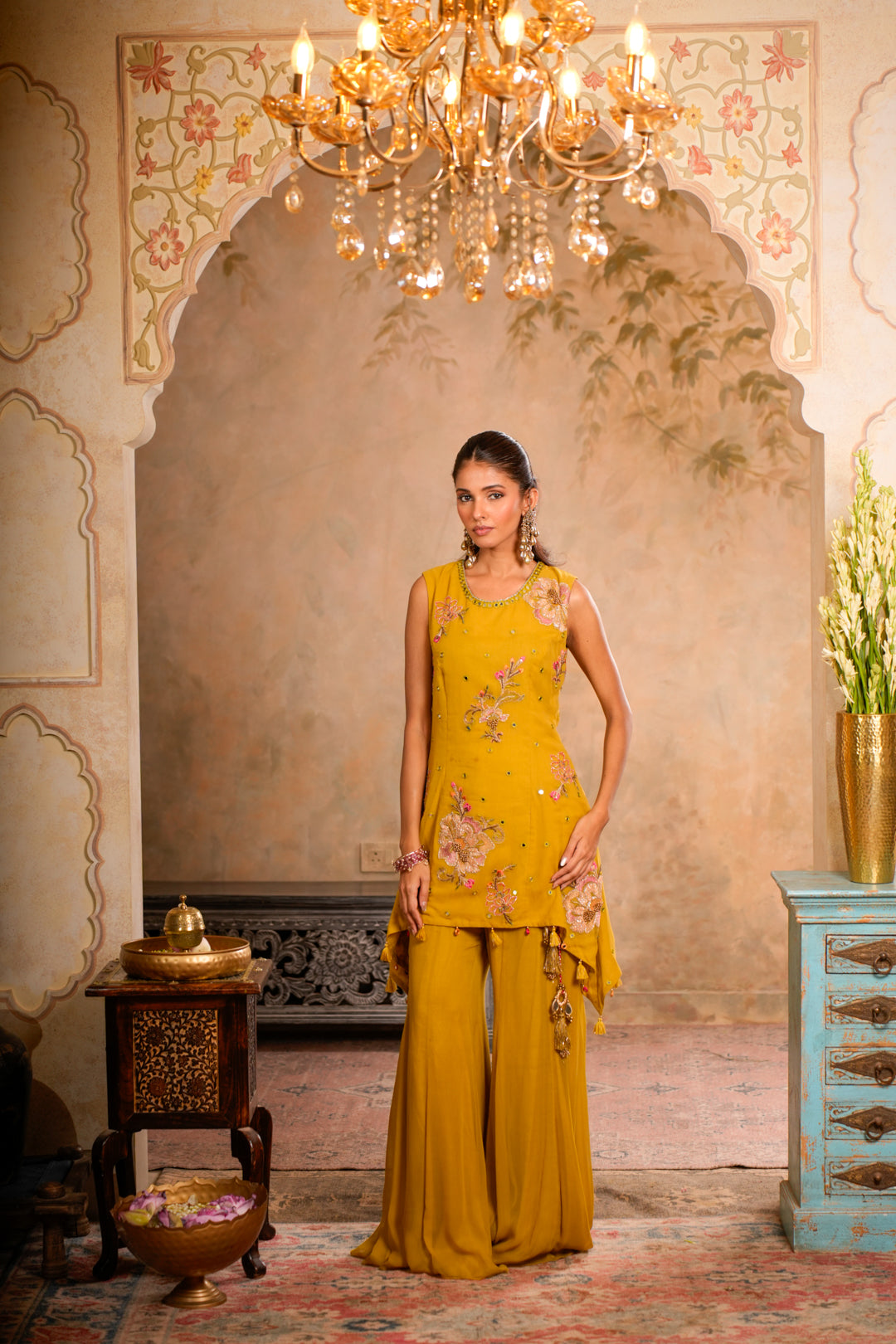 JHALAK GREENISH YELLOW SHARARA SET