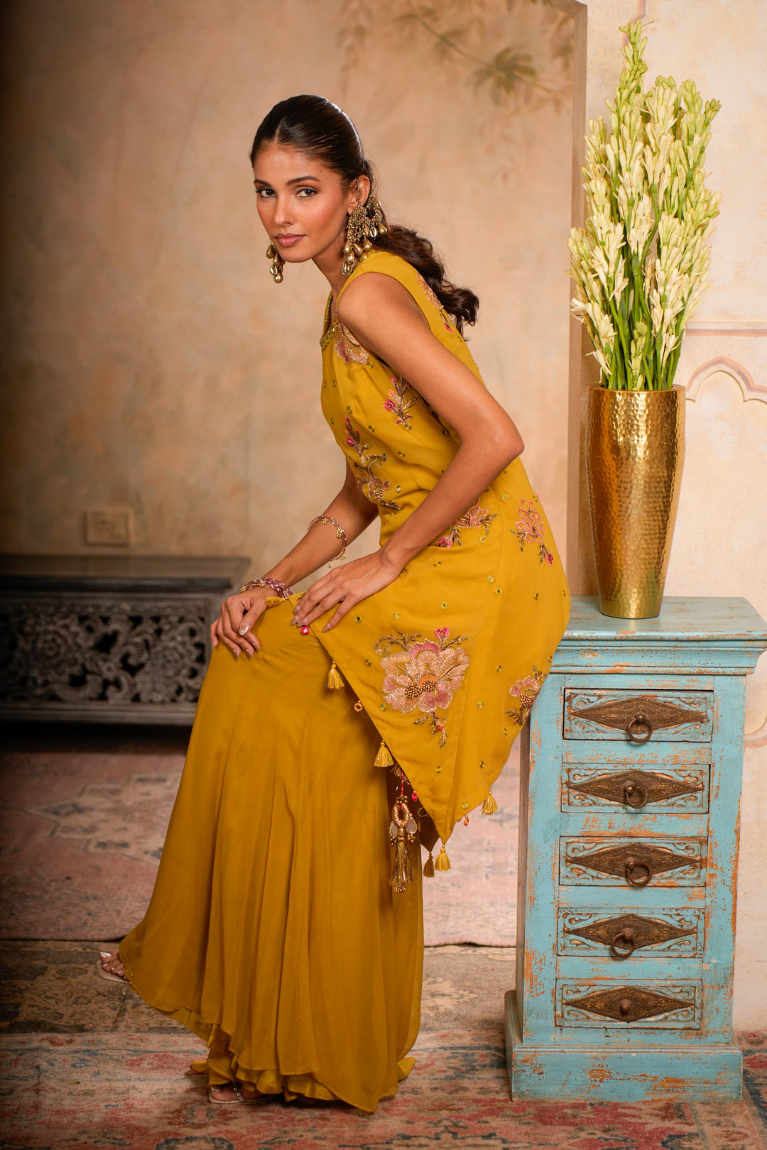 JHALAK GREENISH YELLOW SHARARA SET