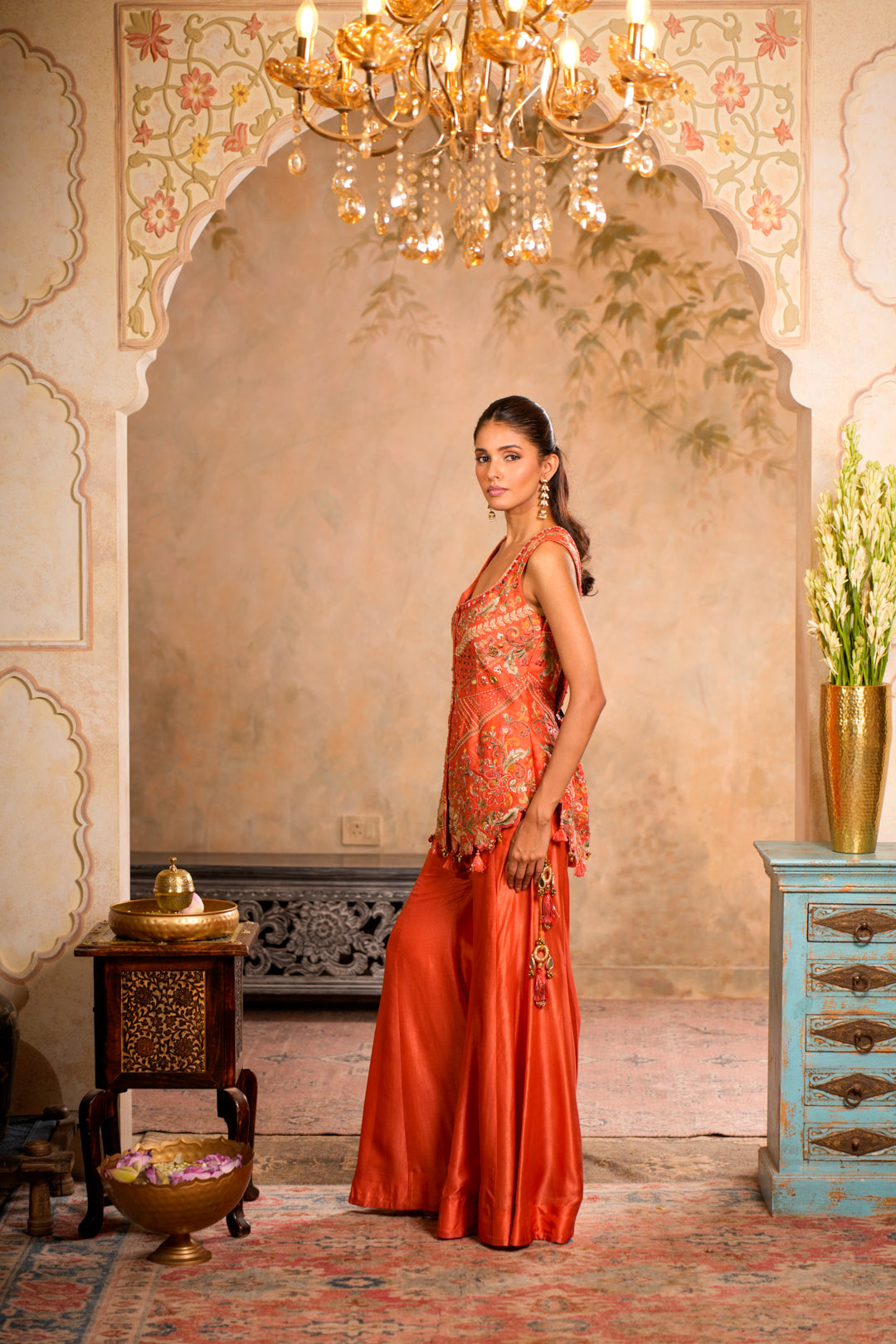 KESAR PEACH ORANGE SHARARA SET