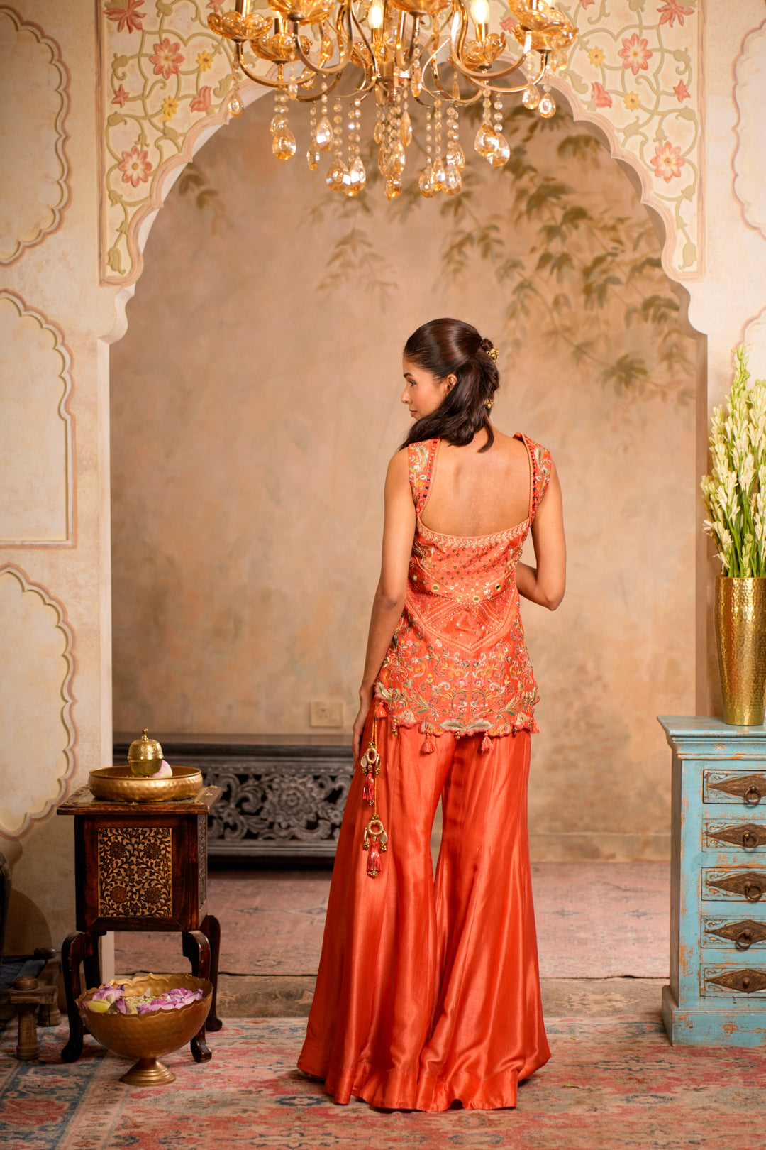 KESAR PEACH ORANGE SHARARA SET