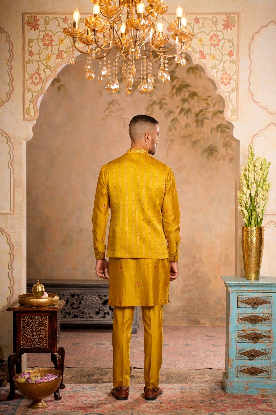 VEER GREENISH YELLOW NEHRU JACKET SET