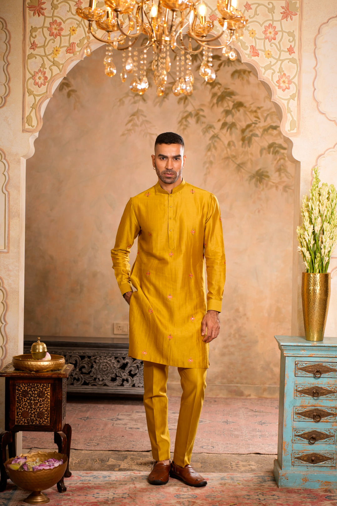 VEER GREENISH YELLOW NEHRU JACKET SET