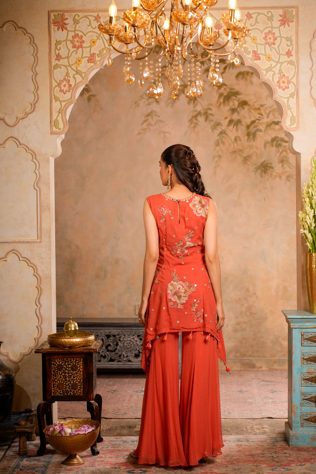 JHALAK PEACH ORANGE SHARARA SET