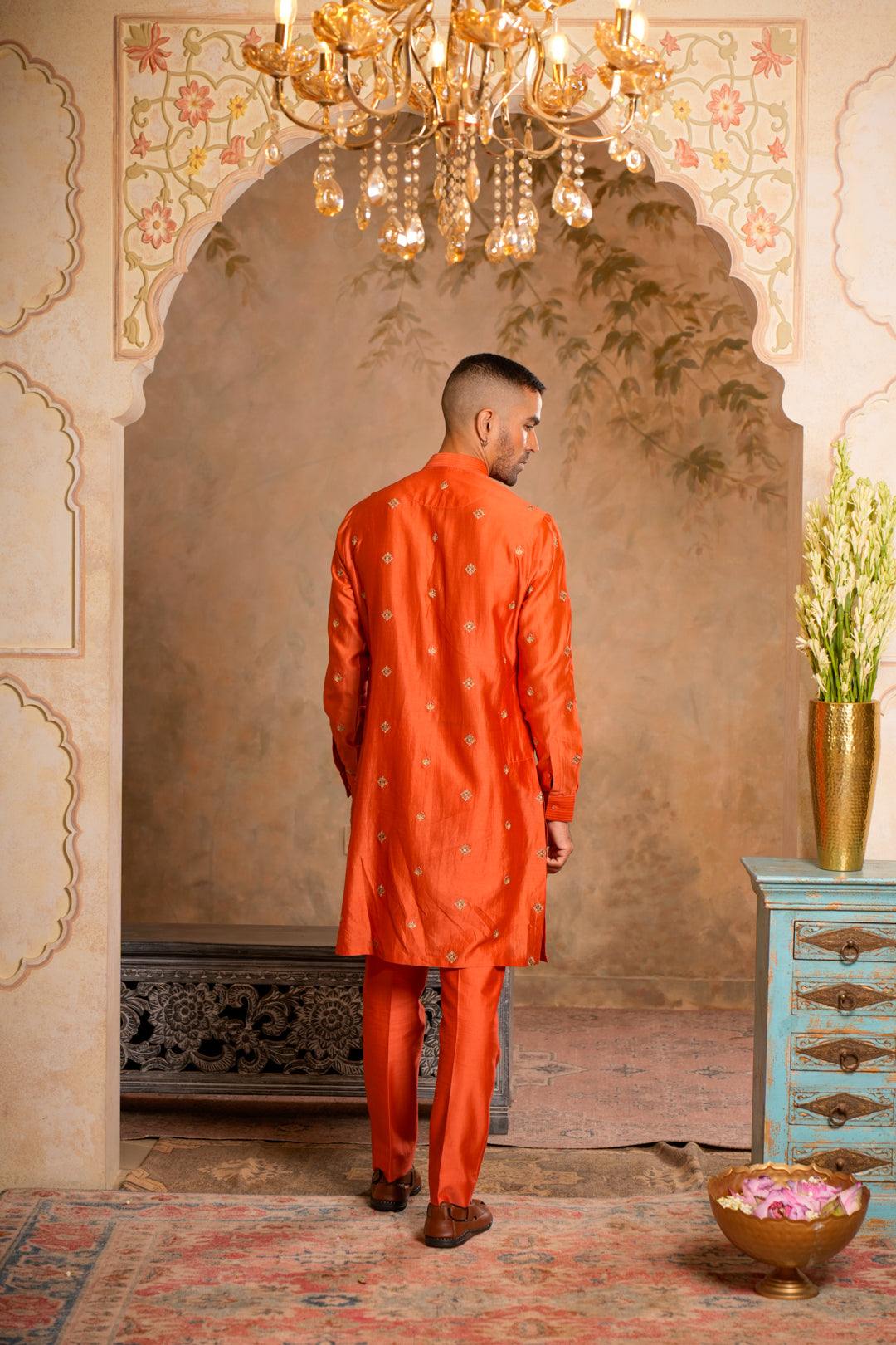 VEER PEACH ORANGE NEHRU JACKET SET