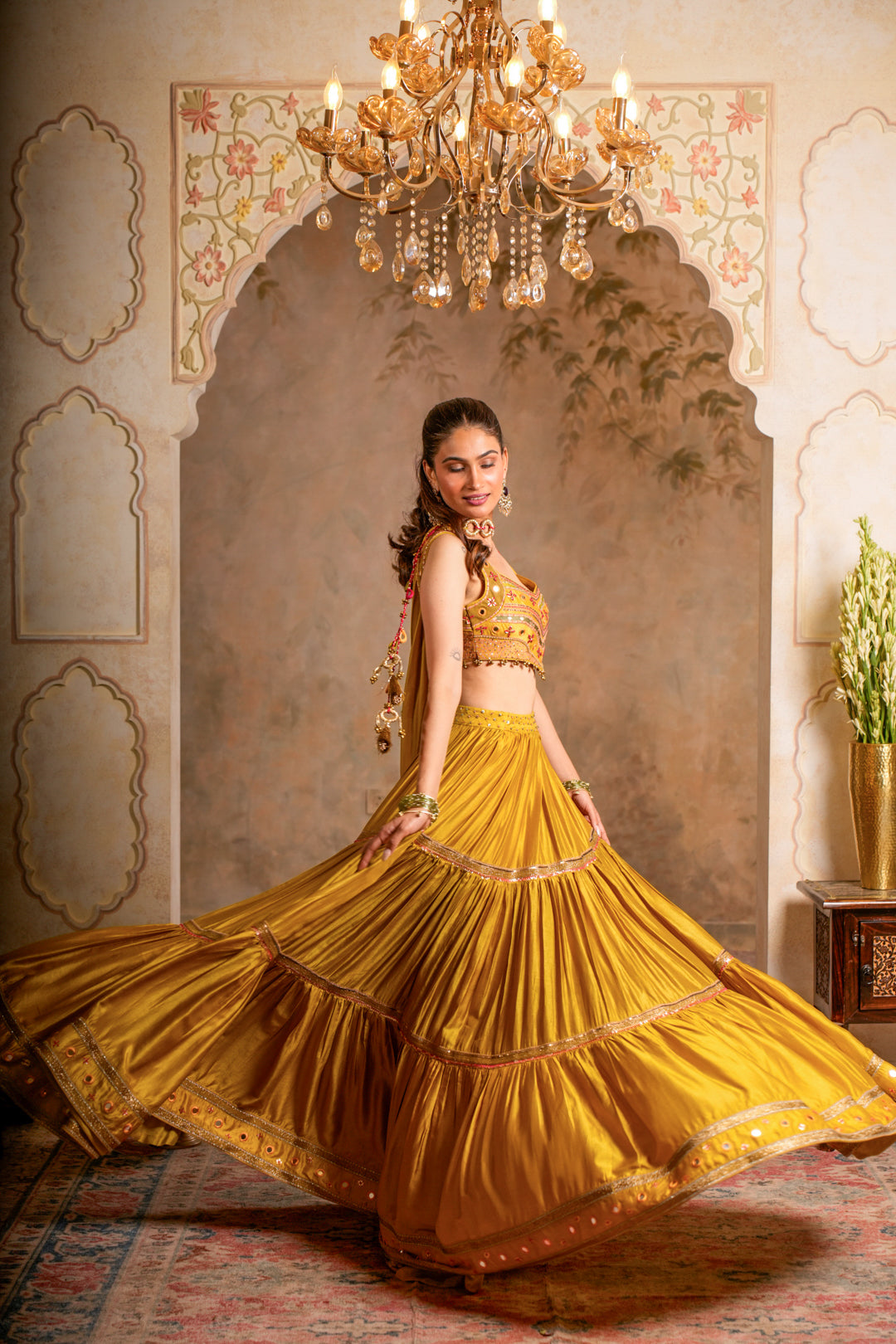 CHAADNI GREENISH YELLOW LEHENGA SET