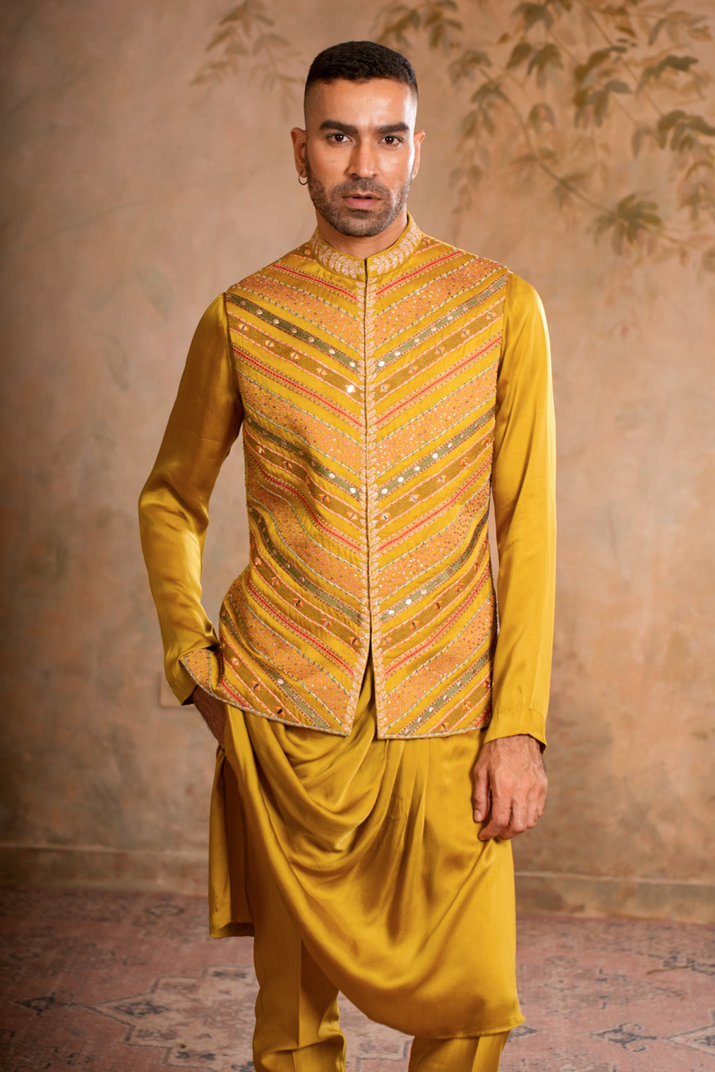 SAMAR GREENISH YELLOW NEHRU JACKET SET