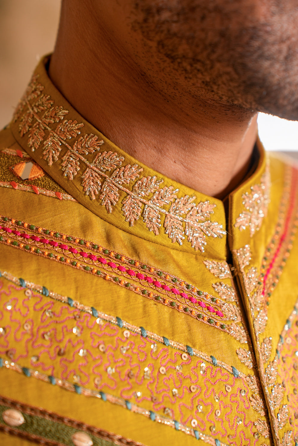 SAMAR GREENISH YELLOW NEHRU JACKET SET