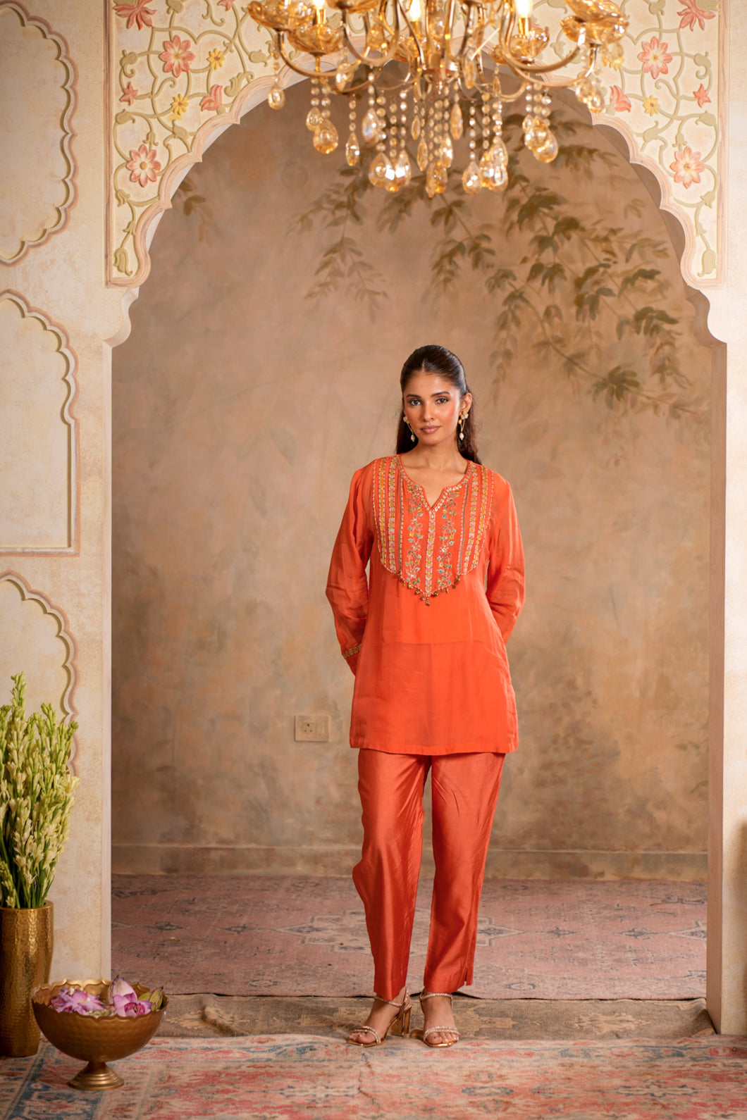 KANAK PEACH ORANGE KURTA SET