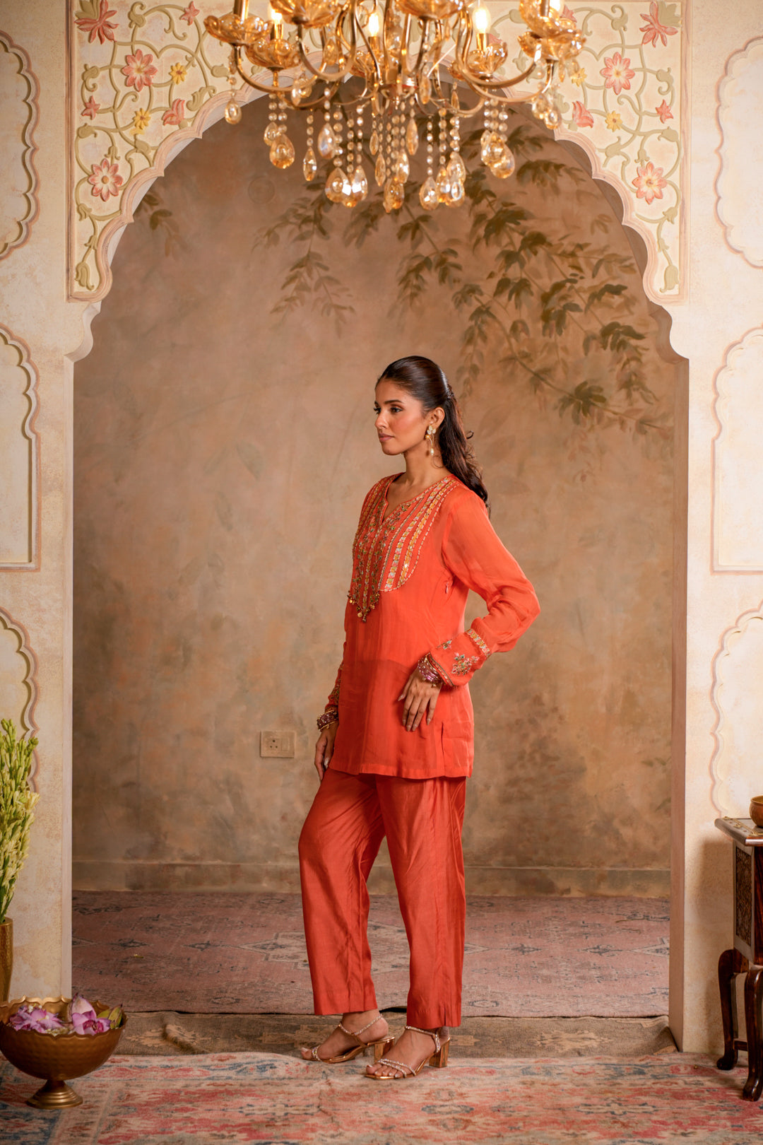 KANAK PEACH ORANGE KURTA SET