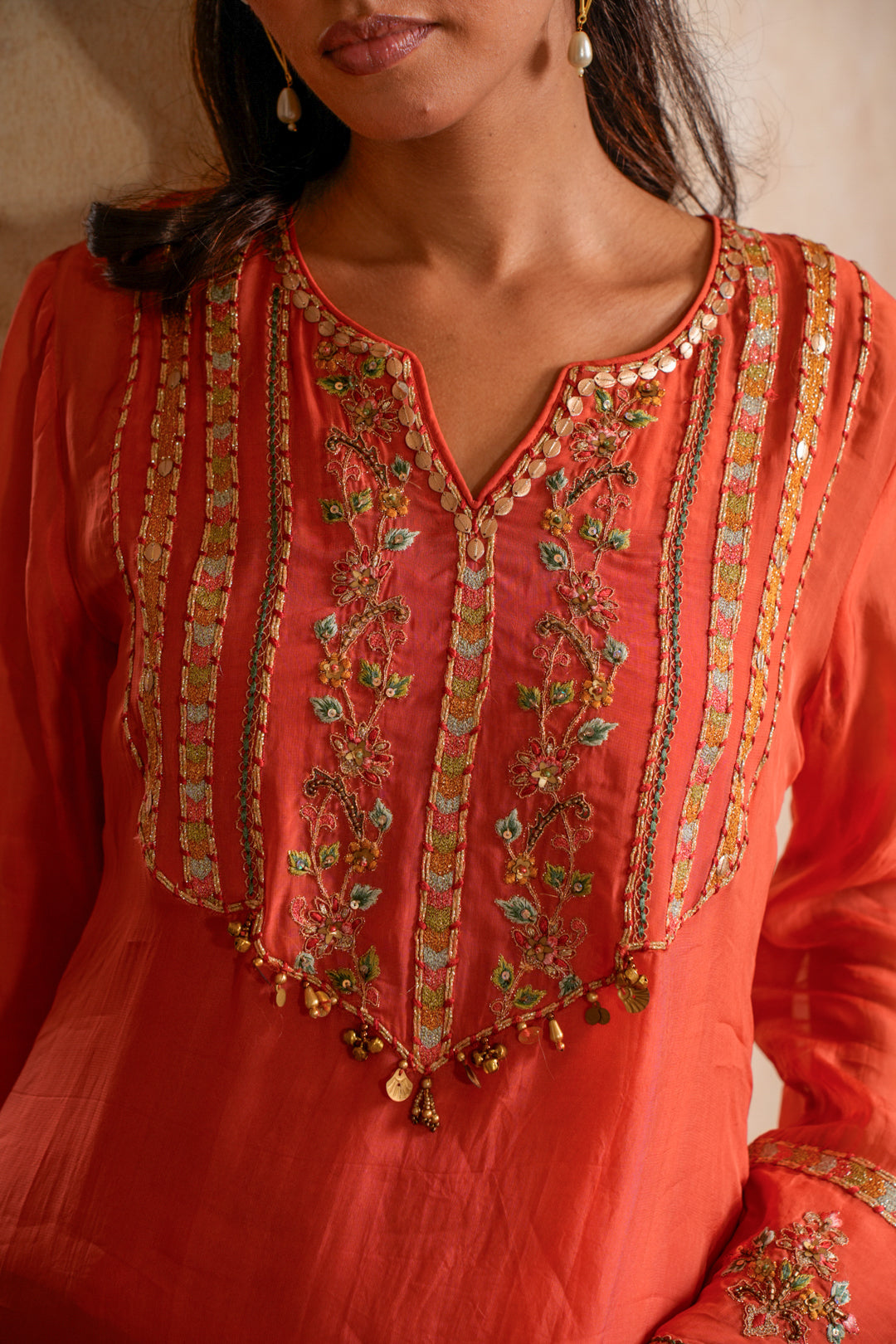 KANAK PEACH ORANGE KURTA SET